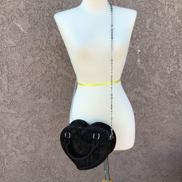 Halloween Gothic Black Heart Purse Small Hand Bag - Picture 1 of 8